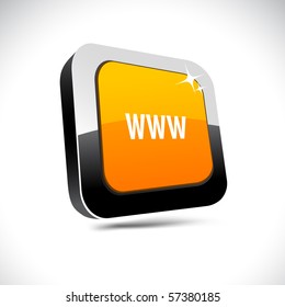 WWW metallic 3d vibrant square icon.