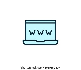 WWW premium line icon. Simple high quality pictogram. Modern outline style icons. Stroke vector illustration on a white background. 
