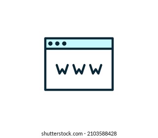 WWW premium line icon. Simple high quality pictogram. Modern outline style icons. Stroke vector illustration on a white background. 