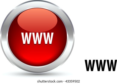 WWW   realistic button. Vector illustration.
