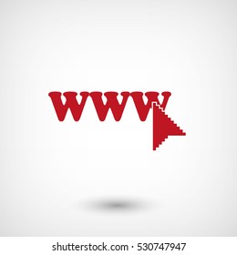 www - red vector  icon with shadow
