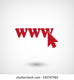 www - red vector icon  with shadow