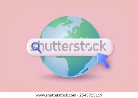Www search bar icon. Address and navigation bar icon. 3D Web Vector Illustrations.