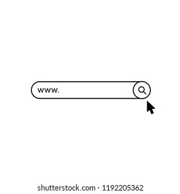 www search bar icon. Vector illustration isolated on white background. www search bar icon for web site, app, ui and logo. Concept search and www.