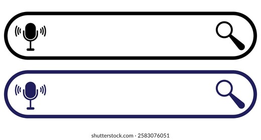 www search bar icon. Search web bar with magnifying glass and mic icon neumorphism design. www search bar icon for web site template, app, UI and logo. simple design. Design eps 10