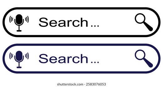 www search bar icon. Search web bar with magnifying glass and mic icon neumorphism design. www search bar icon for web site template, app, UI and logo. simple design. Design eps 10