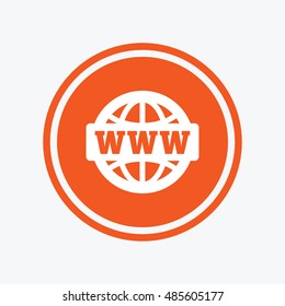 WWW sign icon. World wide web symbol. Globe. Graphic design element. Flat wWW internet symbol on the round button. Vector