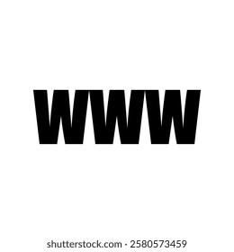 WWW text graphic. Black letter focus. Simple typography form. Bold Vector shape.