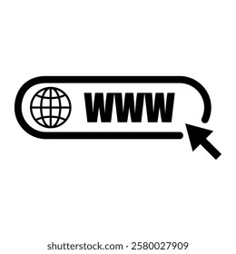 WWW text icon. Globe domain shape. Address bar concept. Vector internet symbol.