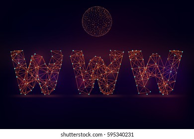 WWW type vector illustration made in modern connecting style. Concept  technological design.
