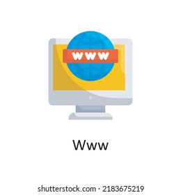 Icono plano vectorial Www Icono de la ilustración Diseño. Símbolo diverso sobre el archivo EPS 10 de fondo blanco
