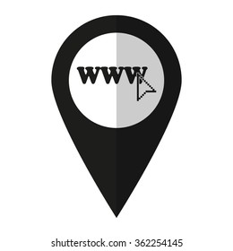 www - vector icon;  black map pointer