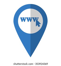 www - vector icon; blue map  pointer