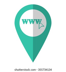 www - vector icon;  green map pointer