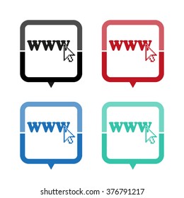 www - vector icon; map pointer;  message bubble