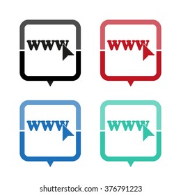 www - vector icon; map pointer;  message bubble