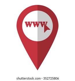 www - vector icon; red map  pointer