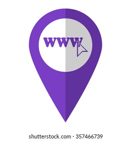 www - vector icon;  violet map pointer