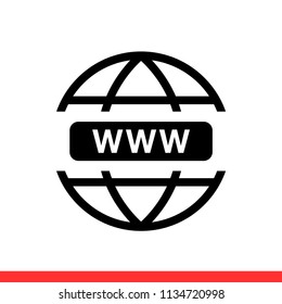 Www vector icon, web symbol. Simple, flat design for web or mobile app