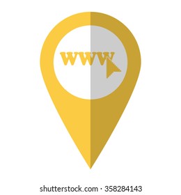 www - vector icon;  yellow map pointer
