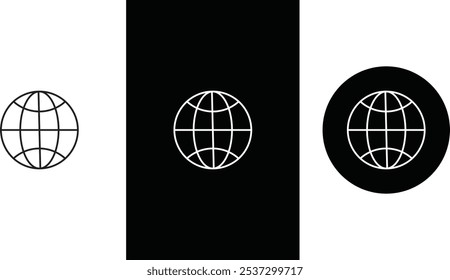 WWW Web Globe Icon Line Art, Vetor de Contorno, Ilustrações de Stock, Gráficos e Design de Logotipo de Navegador