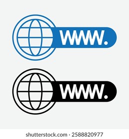 WWW web icon. Internet Globe Icon Set. Website URL Symbol Collection. Browser WWW Icon Set.