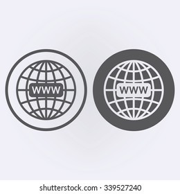 Www web icon set in circle . Vector illustration