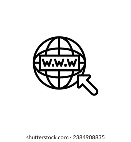 Www, website outline icon. Vector illustration. The isolated icon suits the web, infographics, interfaces, and apps.