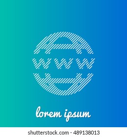 WWW White stroke fill with blue and green gradient background Icon / Logo Design