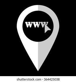 www - white vector icon;  map pointer