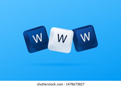 WWW word written with computer keyboard buttons. World Wide Web. Internet website concept. Computer keyboard keys. Vector illustration eps 10