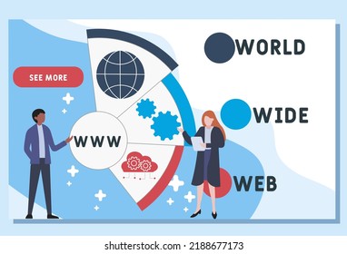 WWW - Acrónimo de World Wide Web. fondo de concepto de negocio. concepto de ilustración vectorial con palabras clave e iconos. ilustración con iconos para banner web, volante, página de inicio