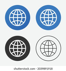 WWW or World Wide Web icon set in flat style design. Internet world, internet access sign or internet web symbols for website design, app, UI, isolated on white background. EPS 10 vector illustration.