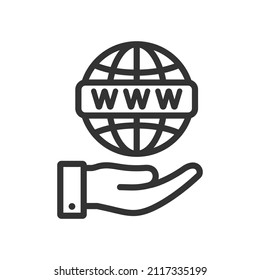 WWW, World Wide Web Symbol auf Handy-Stil einzeln. Vektorgrafik