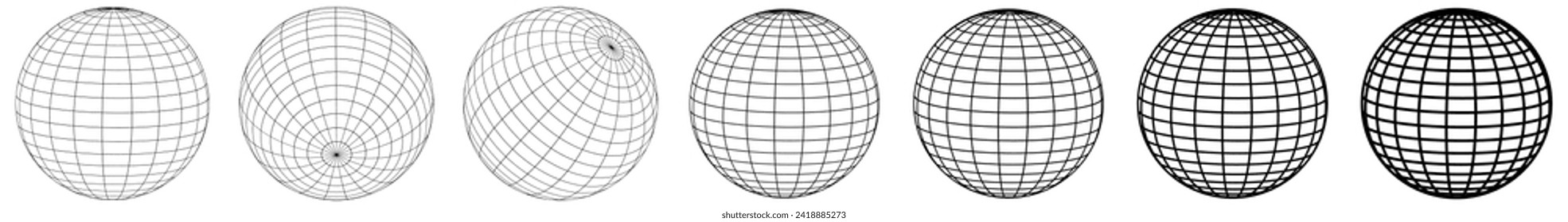Símbolo del sitio web de WWW para todo el mundo, icono de colección de Internet, dirección del sitio web globo, símbolo de contorno plano.