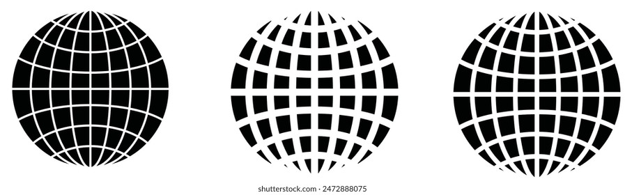 WWW world wide web set site symbol, Internet collection icon, website address globe, flat outline sign . vector illustration . eps 10