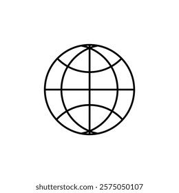 WWW world wide web set site symbol, Internet collection icon, website address globe, flat outline sign .