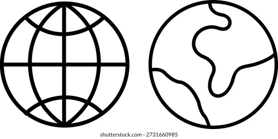 WWW World Wide Web-Set-Website-Symbol, Internet-Sammlung-Symbol, Website-Adresse Globus, flache Umrisszeichen .