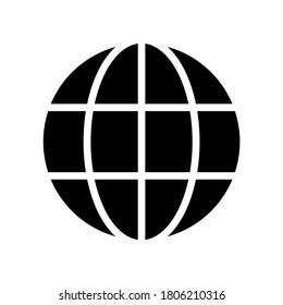 WWW world wide web site symbol, Internet map icon, website address globe, flat outline sign