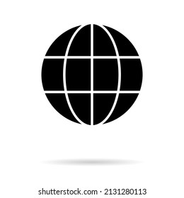 WWW world wide web site symbol, Internet map icon, website address globe, flat outline sign .