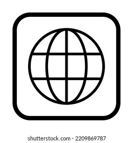 WWW world wide web site symbol, Internet icon, website address globe, flat outline sign .