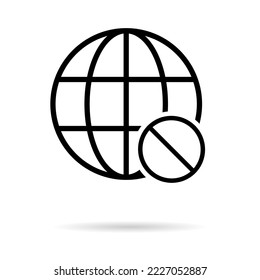 WWW world wide web site symbol, Internet map icon, website address globe, flat outline sign