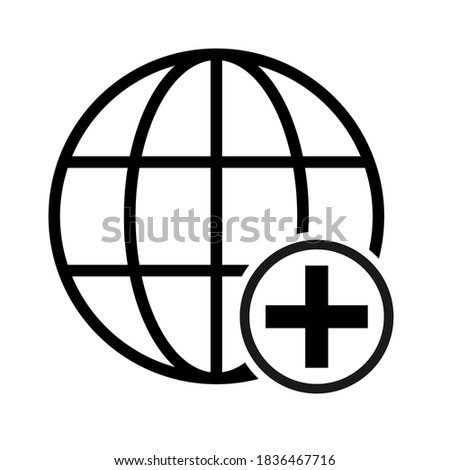 WWW world wide web site symbol, Internet map icon, website address globe, flat outline sign