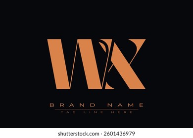 WX initial letter logo design. Letter W and X luxury alphabet letter logo icon template