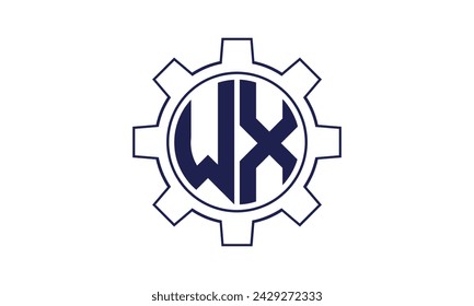 WX initial letter mechanical circle logo design vector template. industrial, engineering, servicing, word mark, letter mark, monogram, construction, business, company, corporate, commercial, geometric