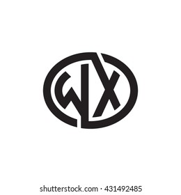 WX initial letters looping linked ellipse monogram logo