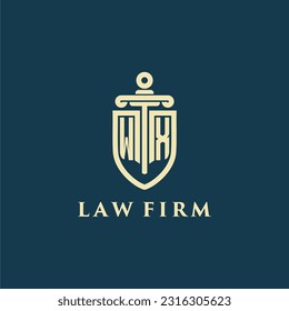 WX initial monogram for law firm with sword and shield logo image