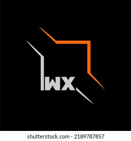 WX initial monogram technologi logo with square style design