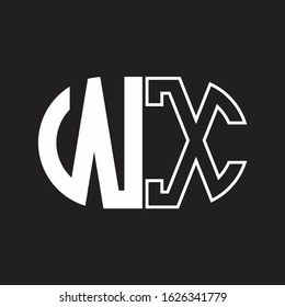 WX Letter logo monogram with oval shape negative space design template