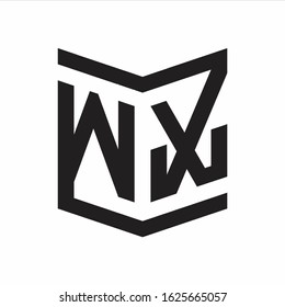 WX Logo Emblem Monogram With Shield Style Design Template Isolated On white Background